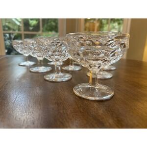Fostoria American Clear Glass Cubist Tall Sherbet Champagne‎ Set of 10 Glasses